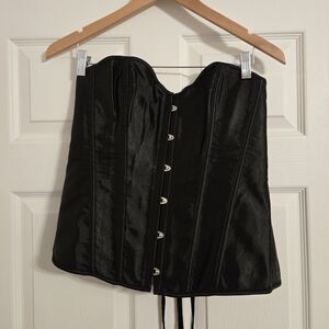 Black Satin Corset sweetheart neckline size 42 See measurements in listing